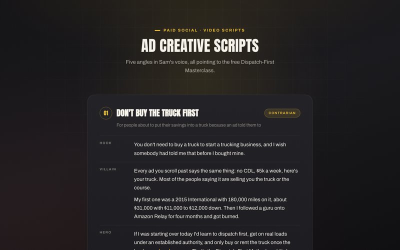 Ad creative scripts preview